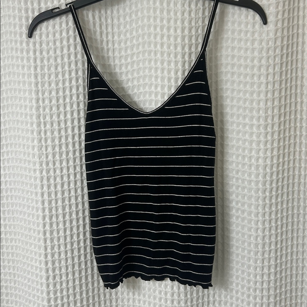American Eagle Soft & Sexy Black and White Stripe Tank Small